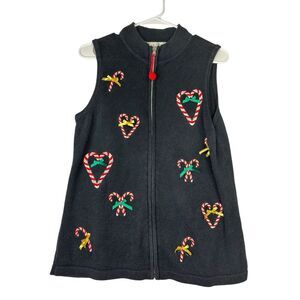 Vintage Nouveaux Christmas Sweater Vest‎ Size Petite Large Candy Cane Sweater